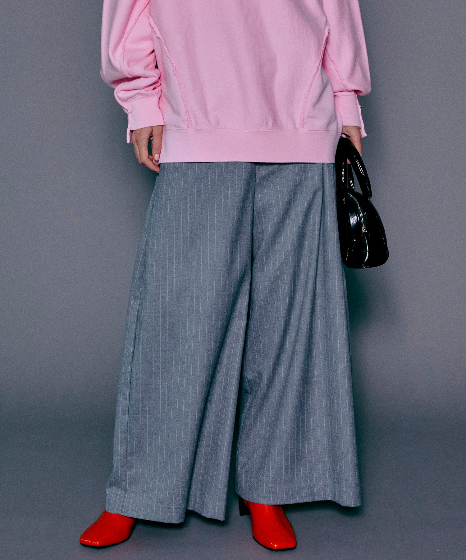 【SALE】Low Waist Layered Stripe Wide Pants