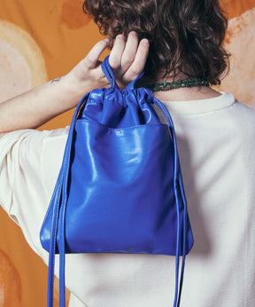 【EX】Vegan Leather Shoulder Drawstring Bag