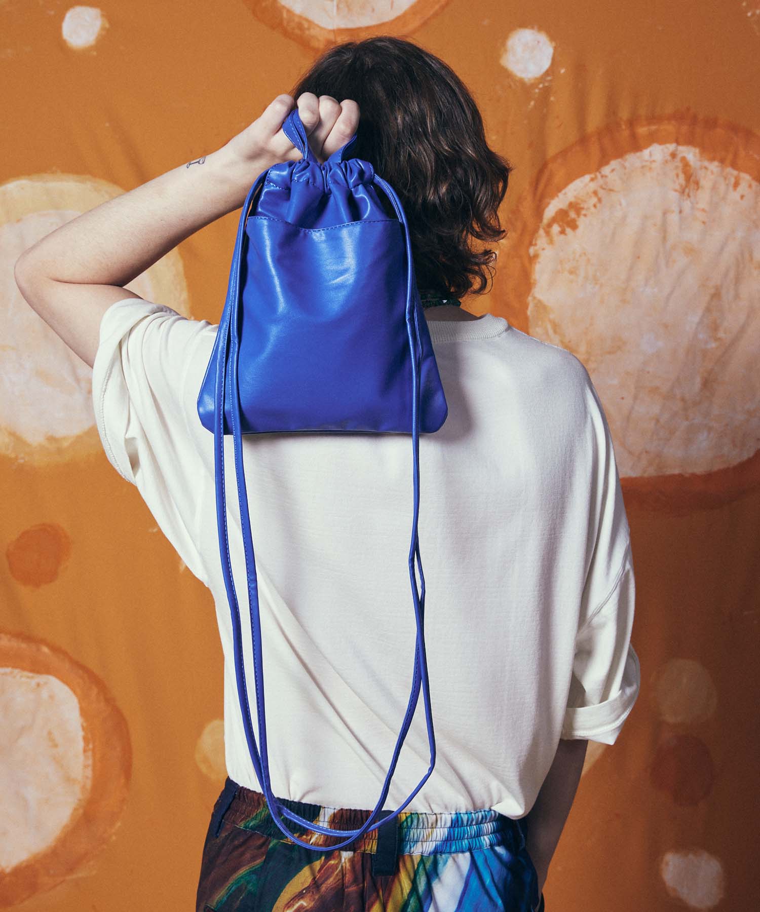 【EX】Vegan Leather Shoulder Drawstring Bag