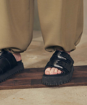 【SPECIAL SHOES FACTORY COLLABORATION】Italian Vibram Sole Double Monk Buckle Sandal Made In TOKYO