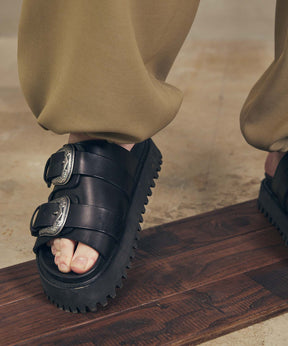 【SPECIAL SHOES FACTORY COLLABORATION】Italian Vibram Sole Double Monk Buckle Sandal Made In TOKYO