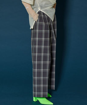 【SALE】Check High Waist Wide Pants