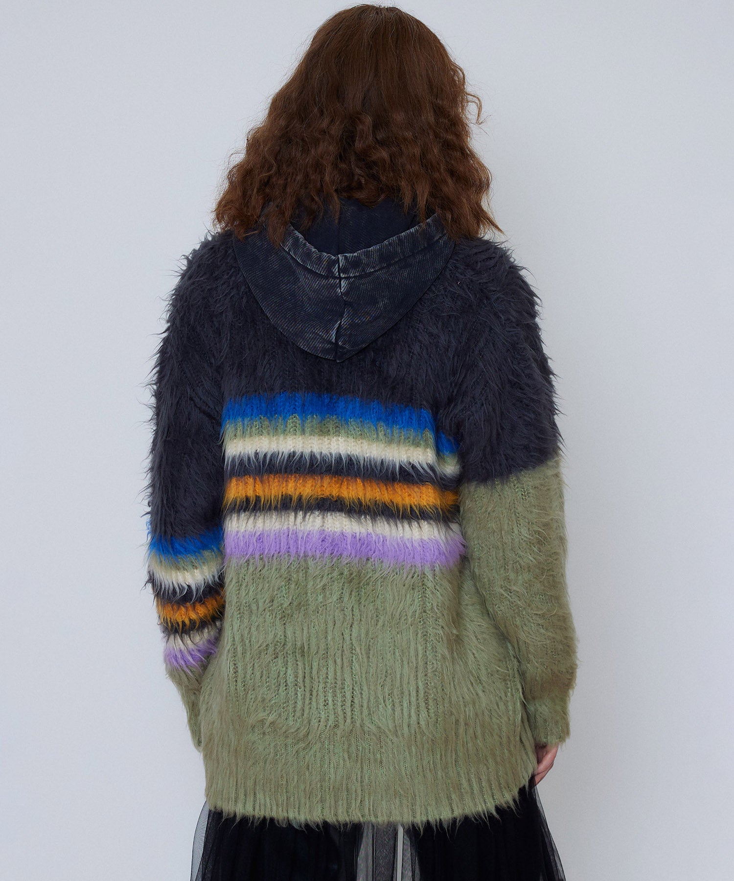 【SALE】Multi Border Shaggy Cardigan