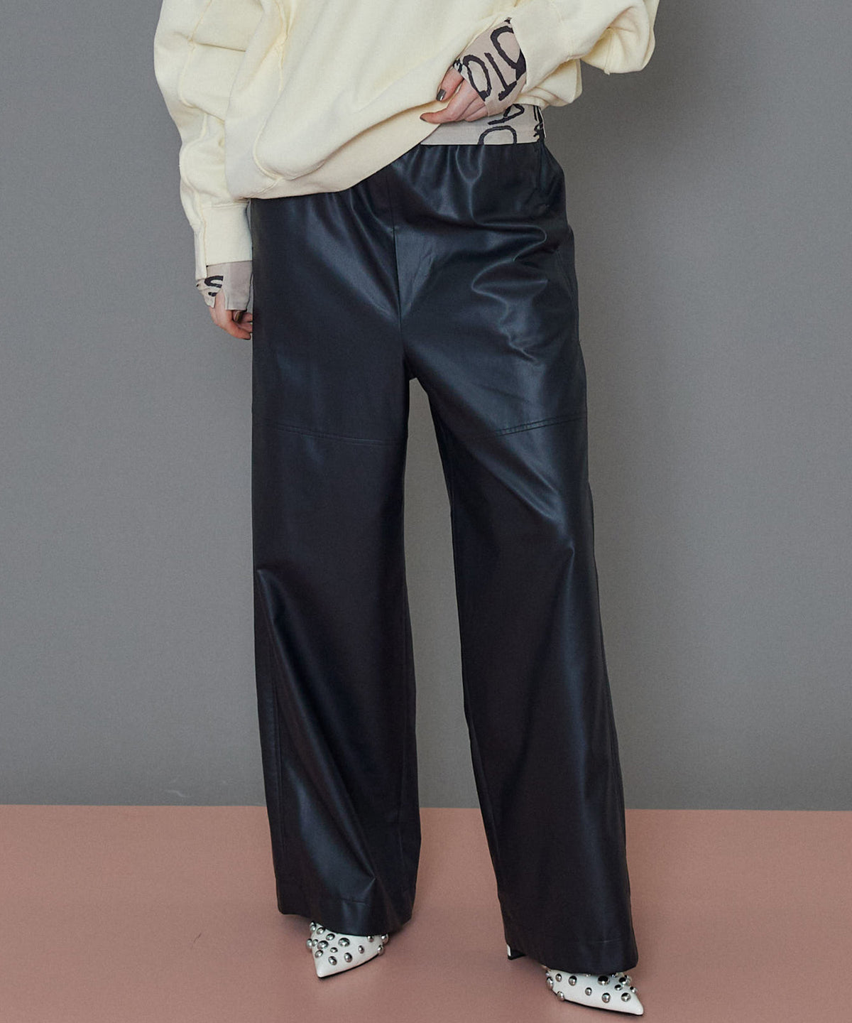 【SALE】Vegan Leather Easy Pants