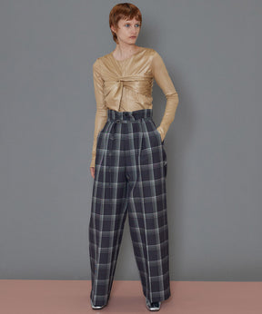 【SALE】Check High Waist Wide Pants