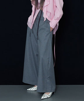 【SALE】Low Waist Layered Stripe Wide Pants