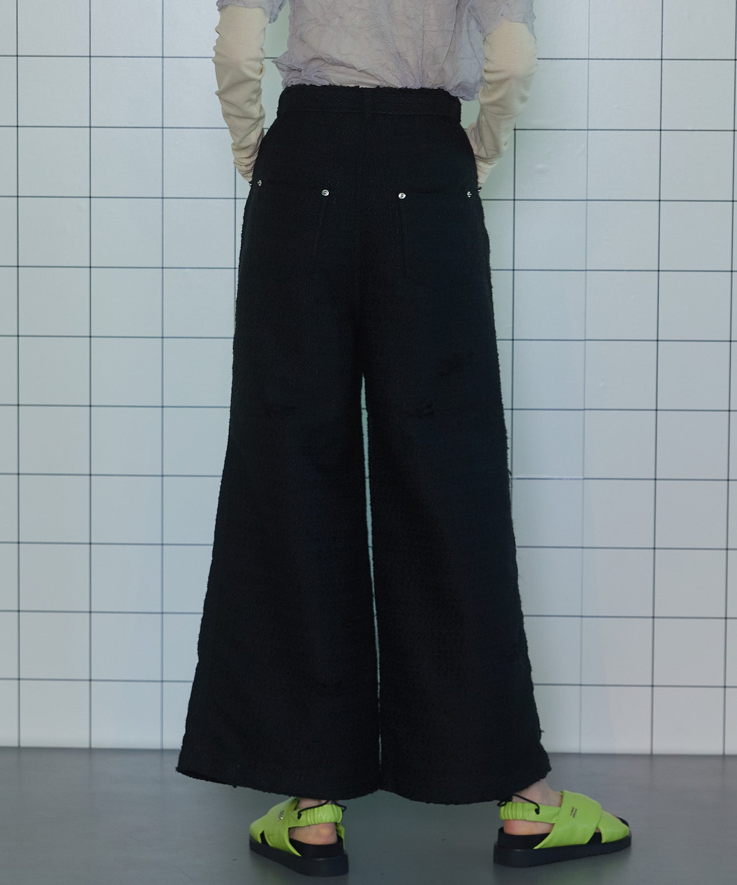 【SALE】Tweed Distressed Wide Pants