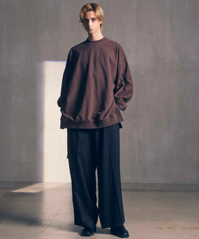 Heavy-Weight Sweat Prime-Over Side Zip Crew Neck Pullover