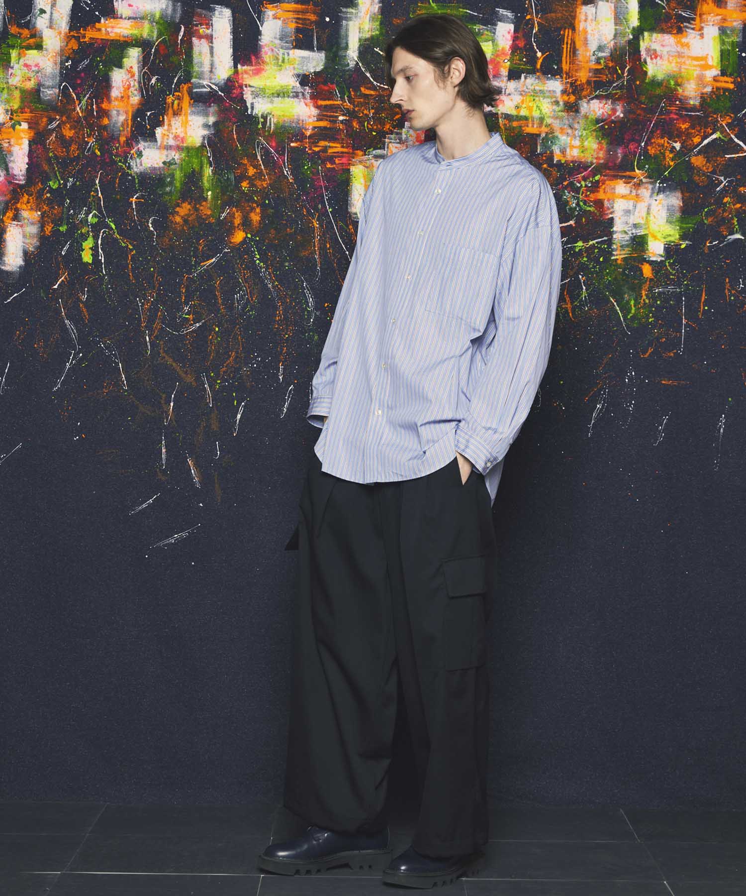 【THOMAS MASON】Prime-Over Band Collar Shirt