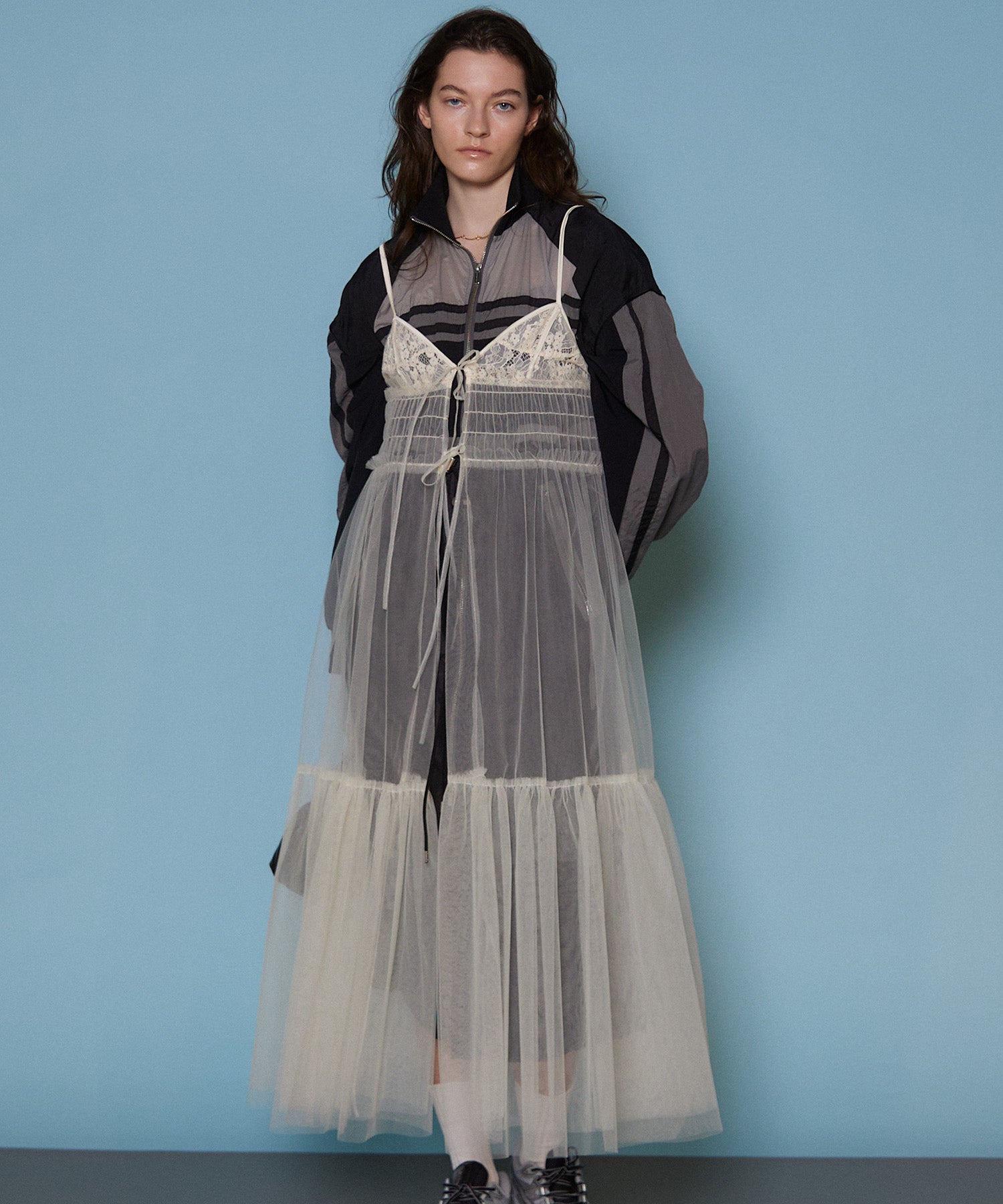 Tulle Shirring Gathered Dress