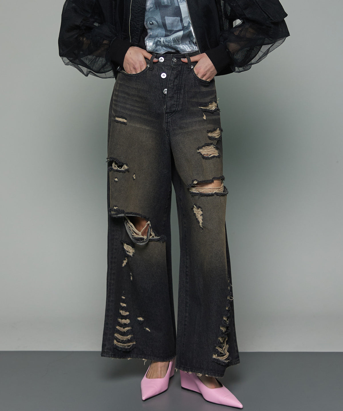 2way High Damage Denim Pants