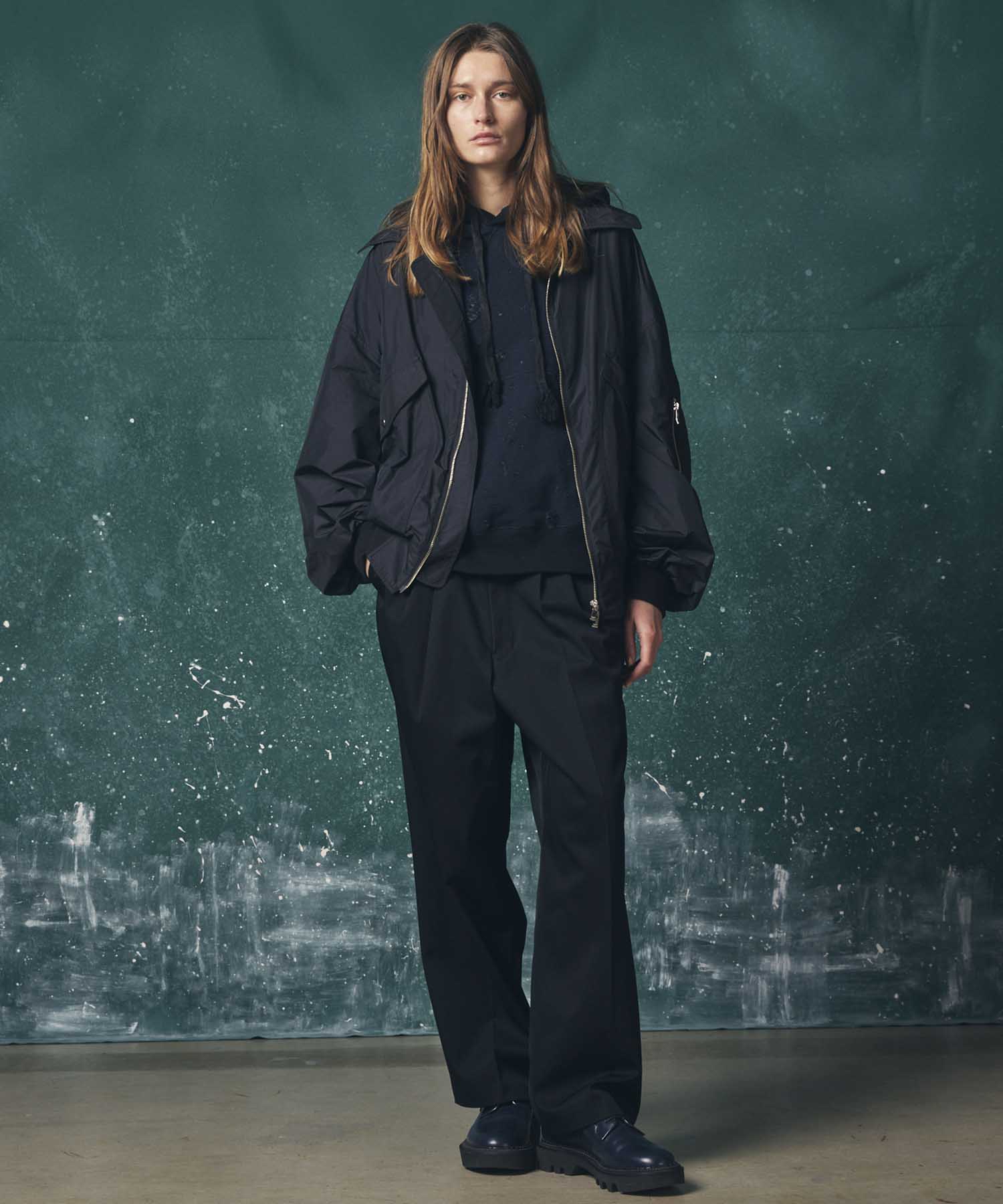 Triacetate Three-Tuck Wide Pants