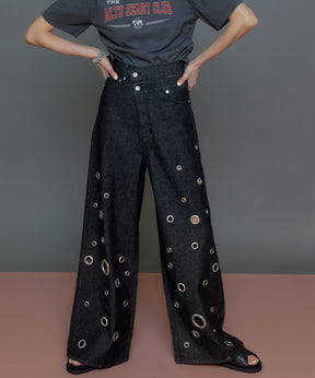 Eyelet Denim Pants