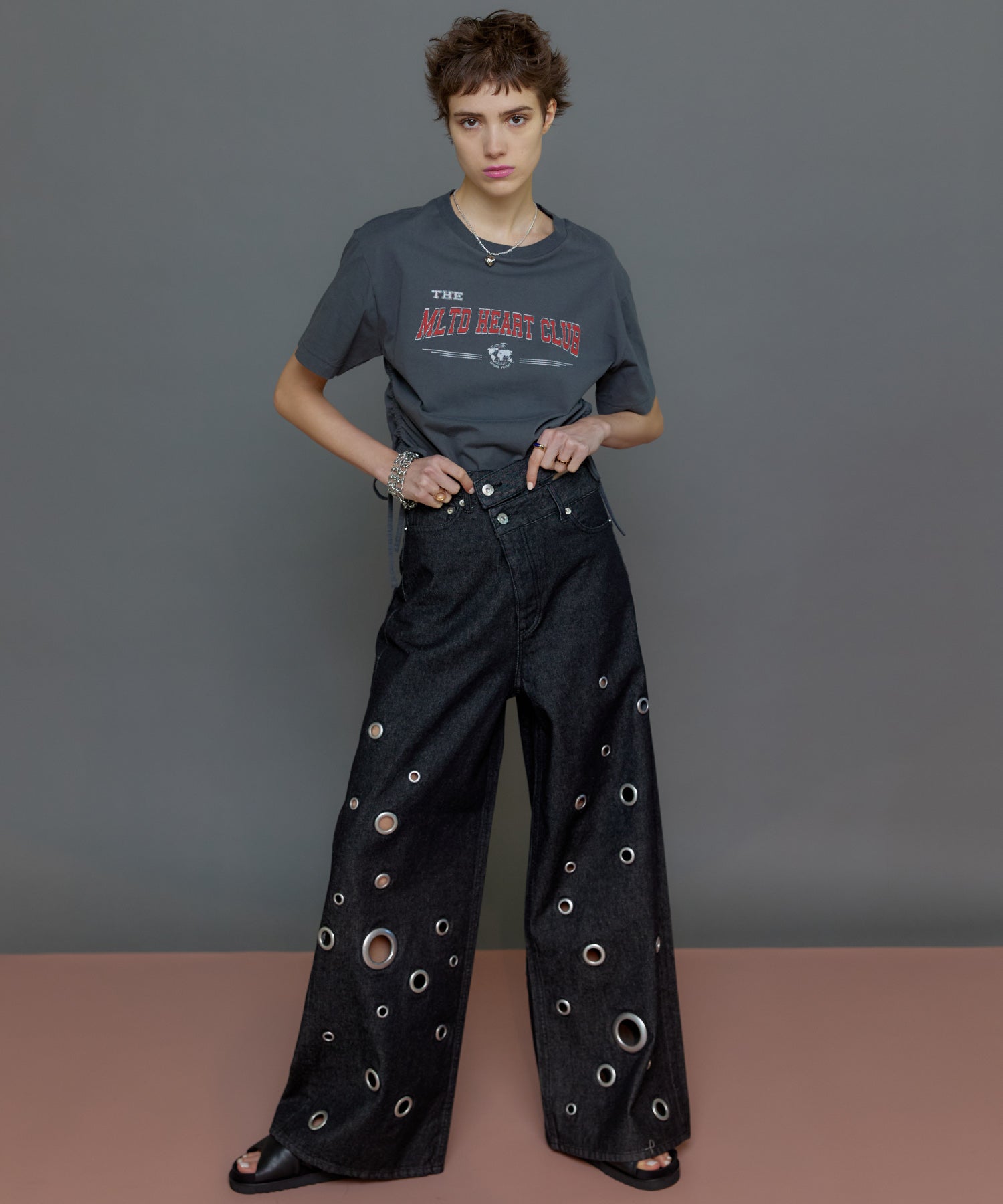 Eyelet Denim Pants