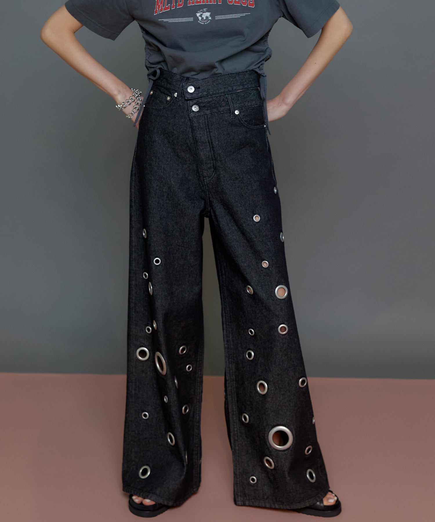 Eyelet Denim Pants