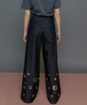 Eyelet Denim Pants