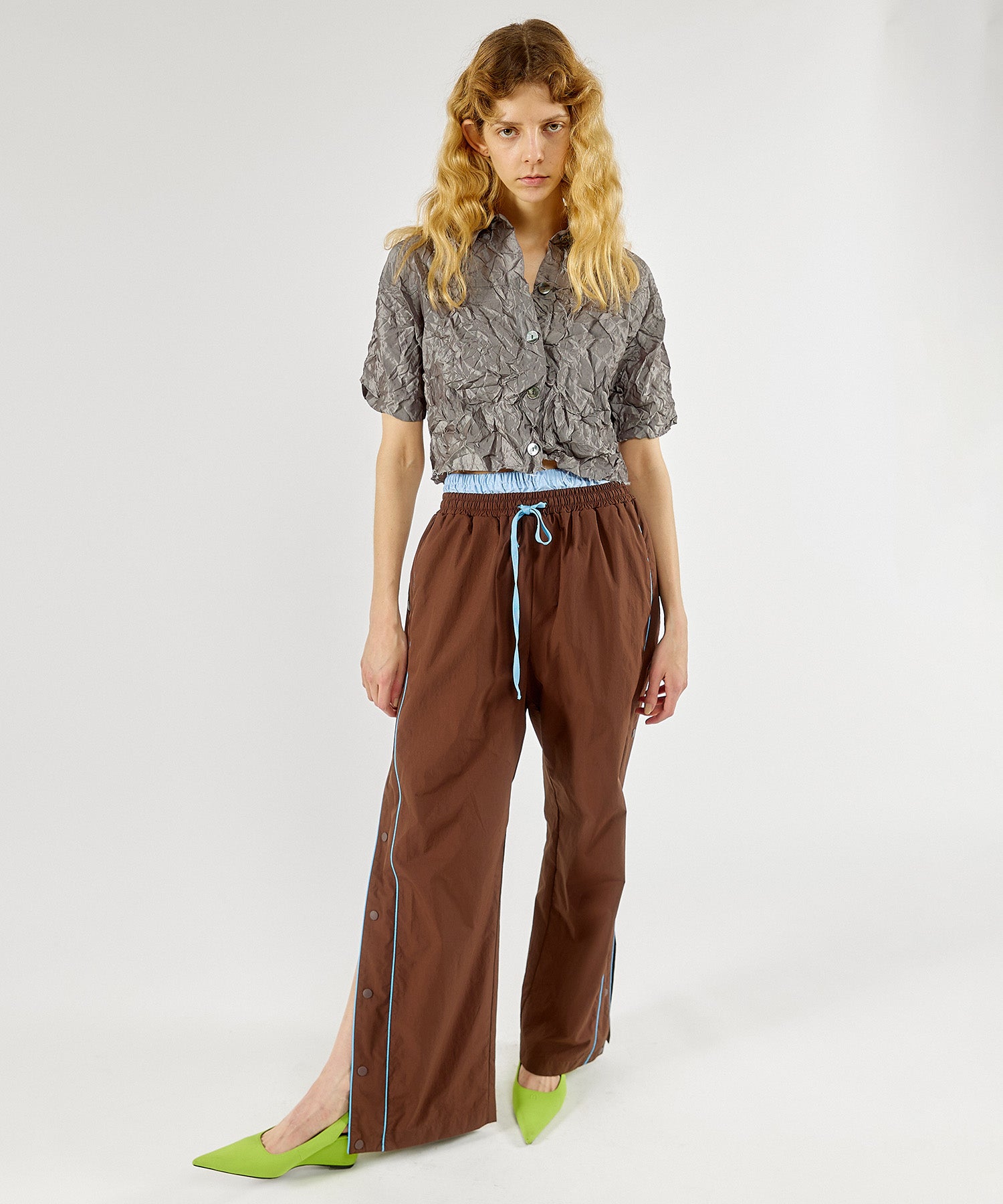 Double Waist Side Button Pants