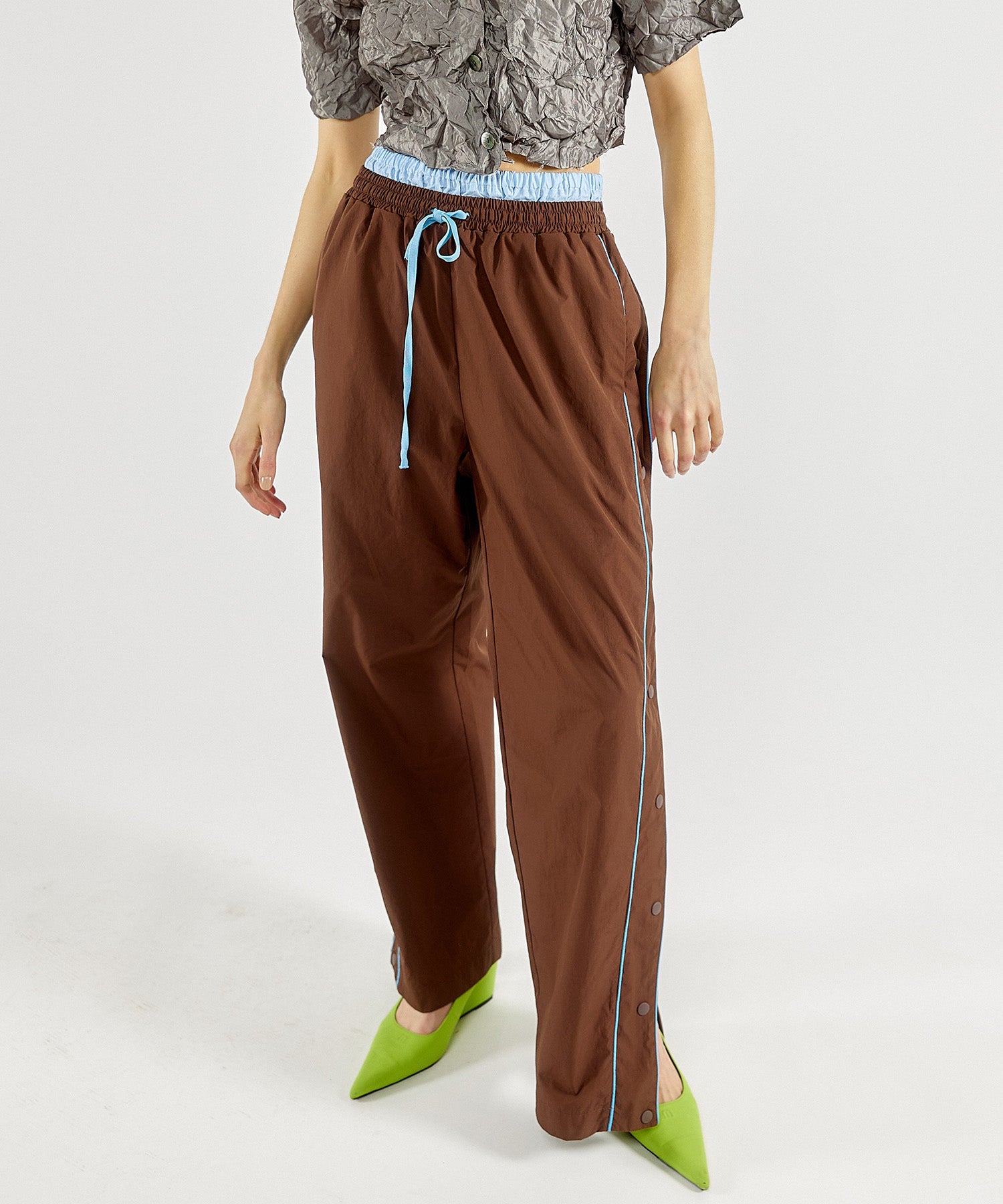 Double Waist Side Button Pants