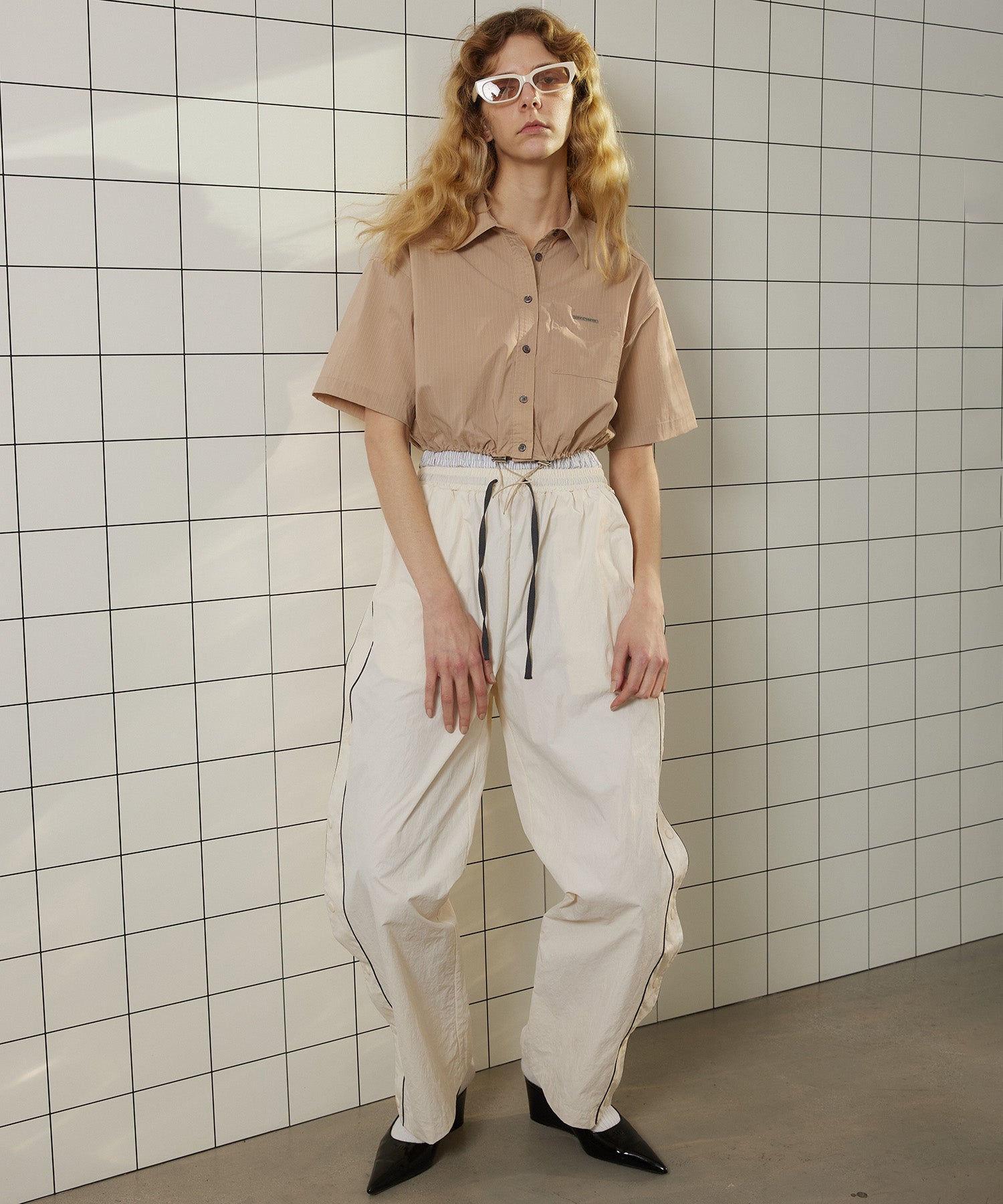 Double Waist Side Button Pants