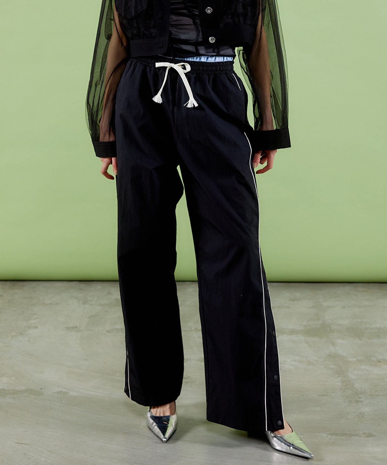 Double Waist Side Button Pants