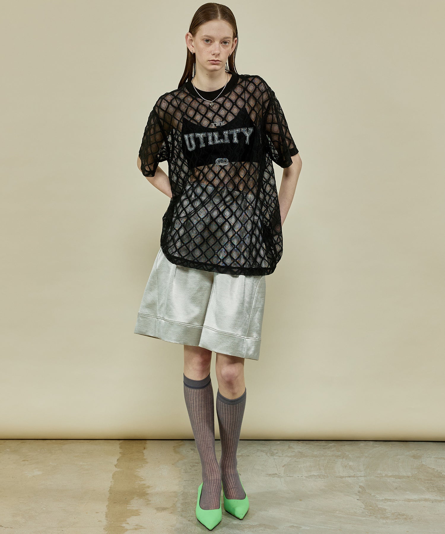 Lace Logo Print Oversized T-shirt