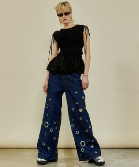 Eyelet Denim Pants