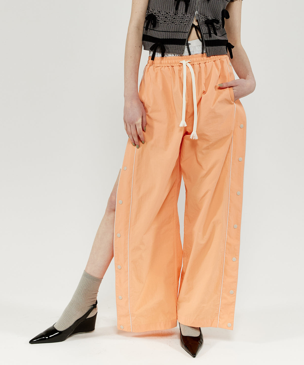 Double Waist Side Button Pants