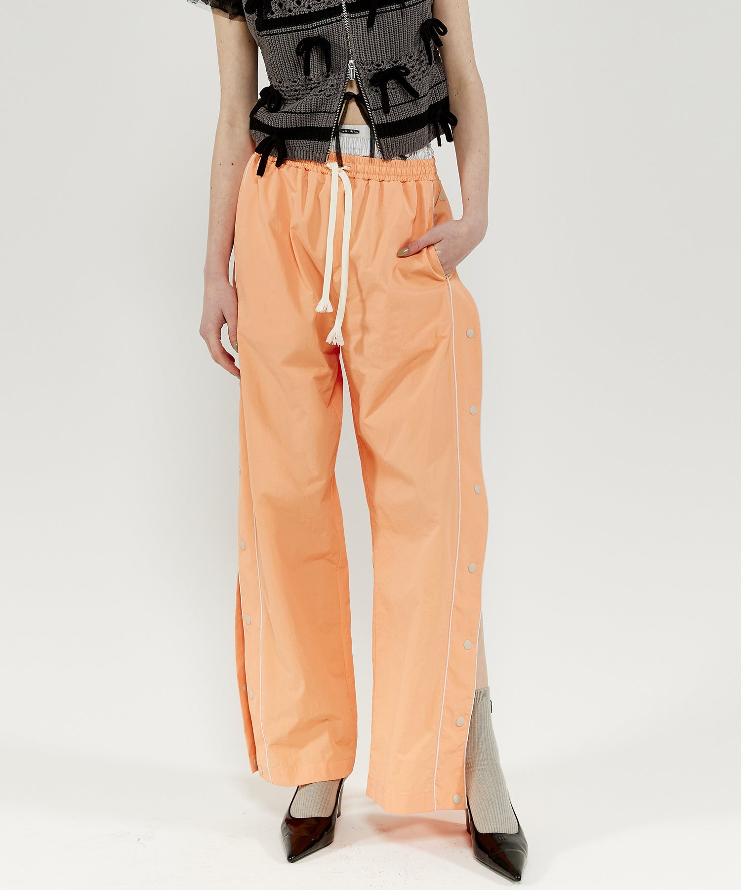 Double Waist Side Button Pants