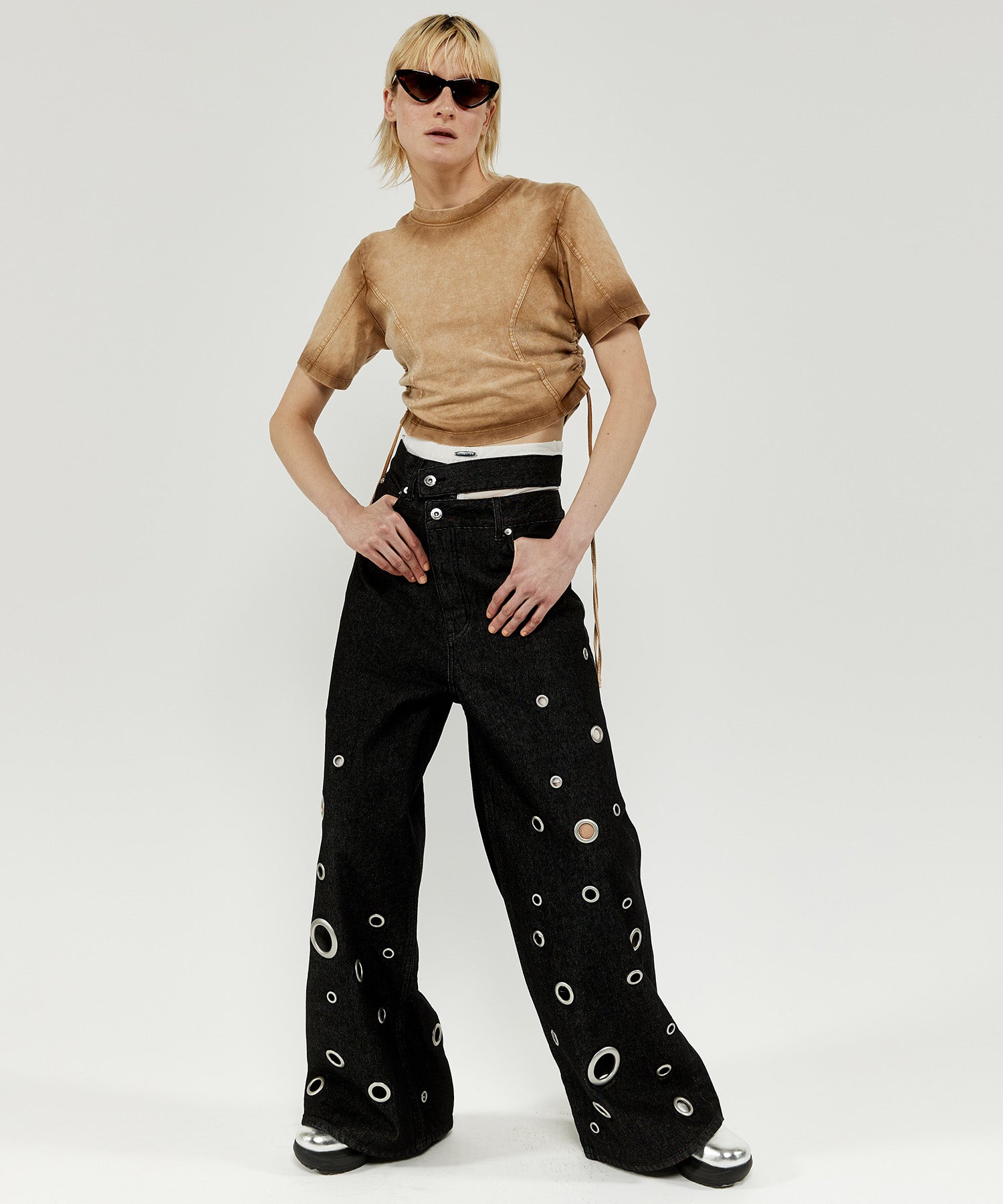 Eyelet Denim Pants