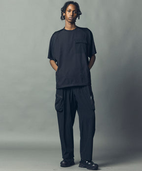 【SPORTS TECH HIGH SPEC LINE】Oversized Different Material Combination Side Zip Crew Neck T-shirt