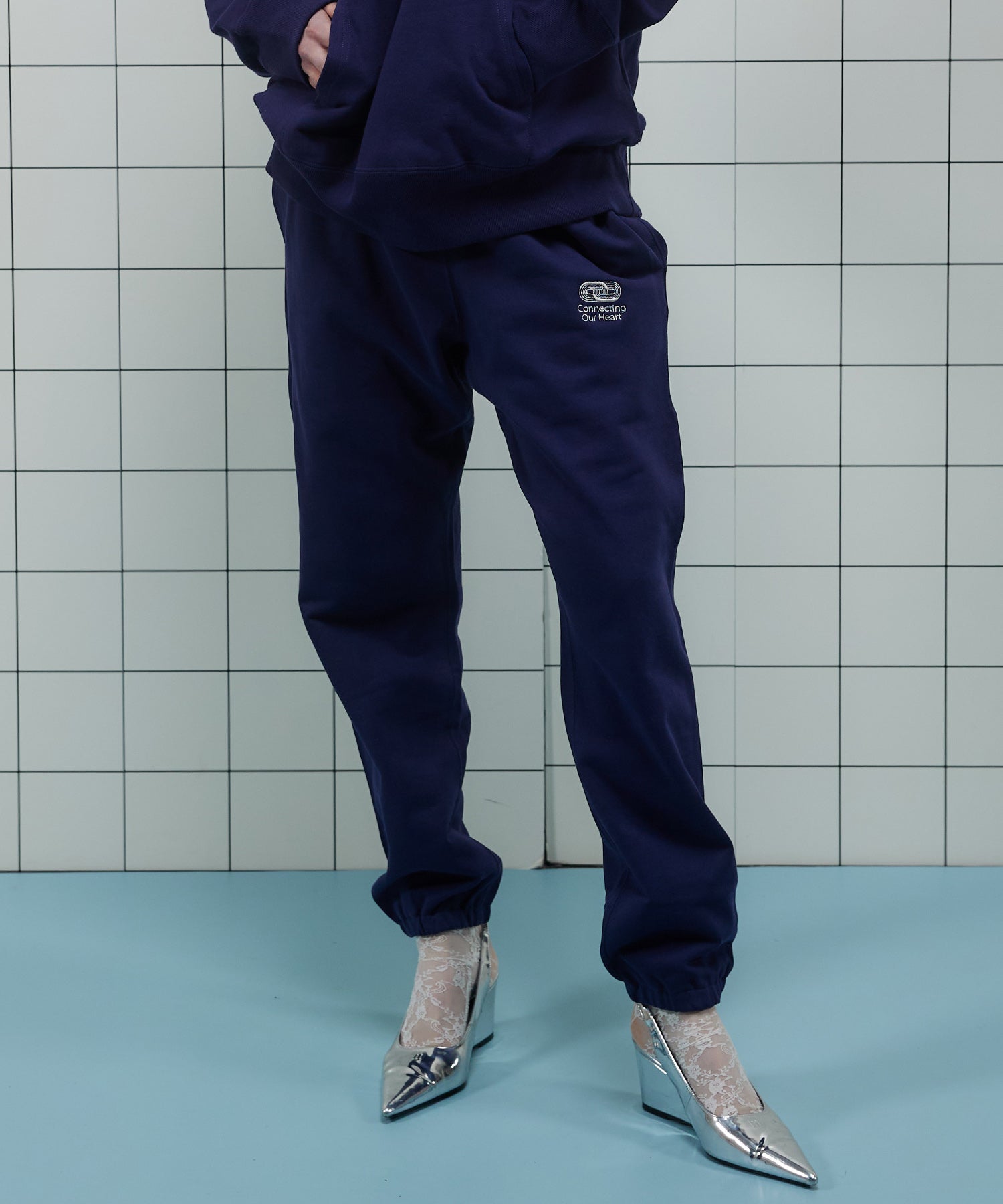 Connecting Embroidery Sweat Pants