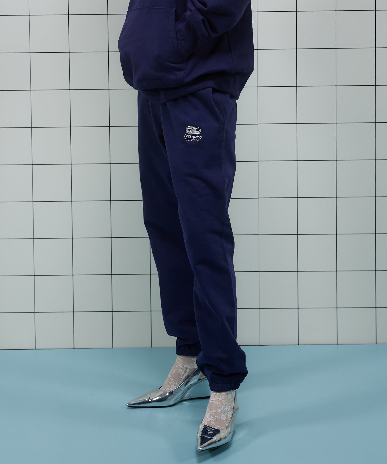 Connecting Embroidery Sweat Pants