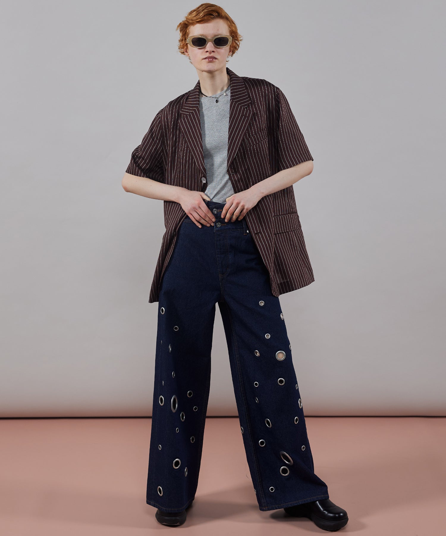 Eyelet Denim Pants