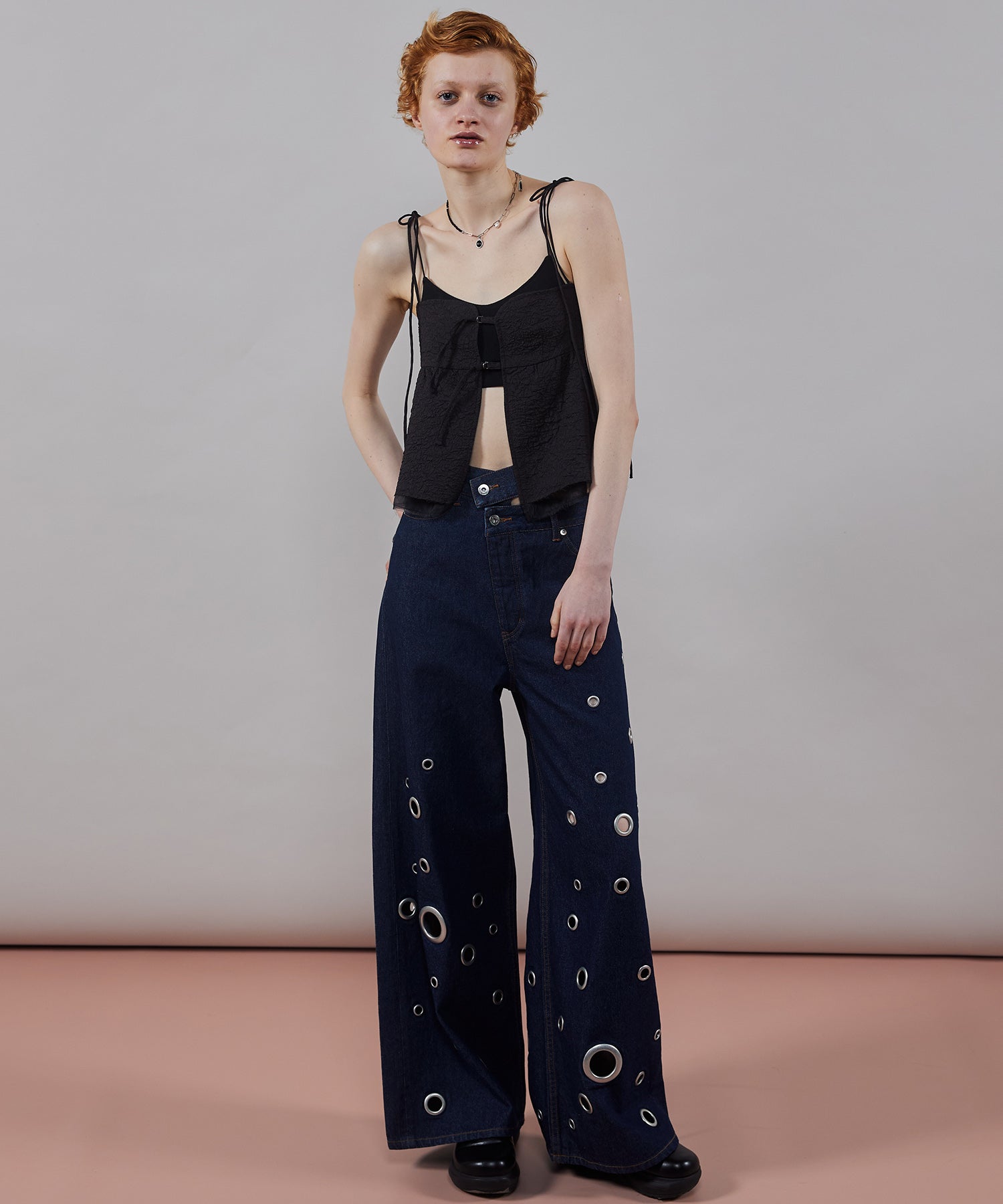 Eyelet Denim Pants