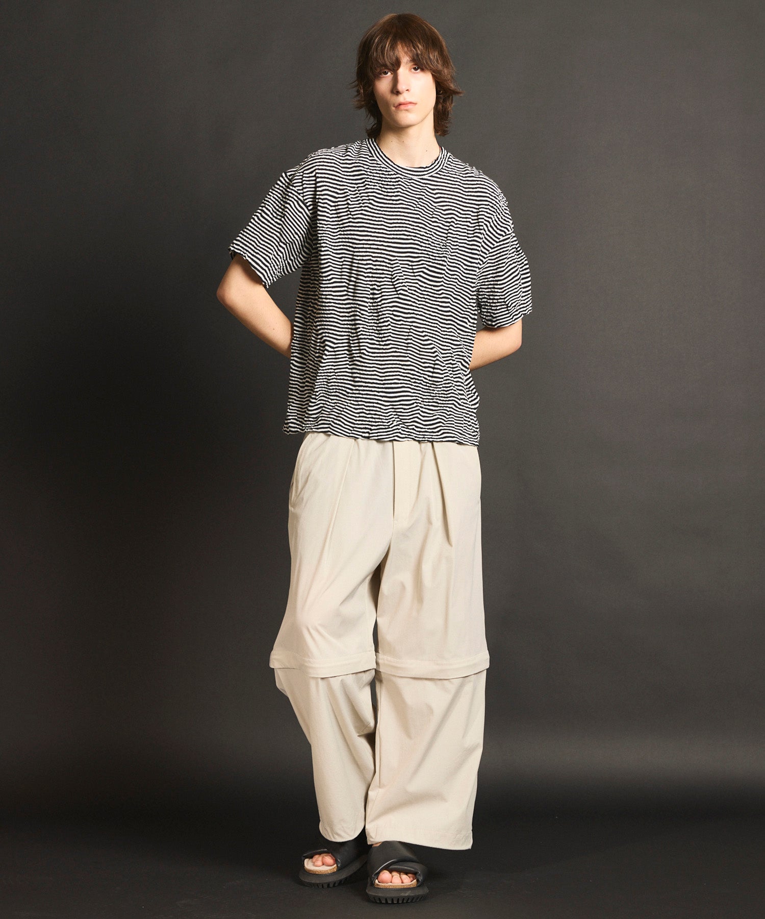 Links Jacquard Border Oversized Crew Neck T-shirt