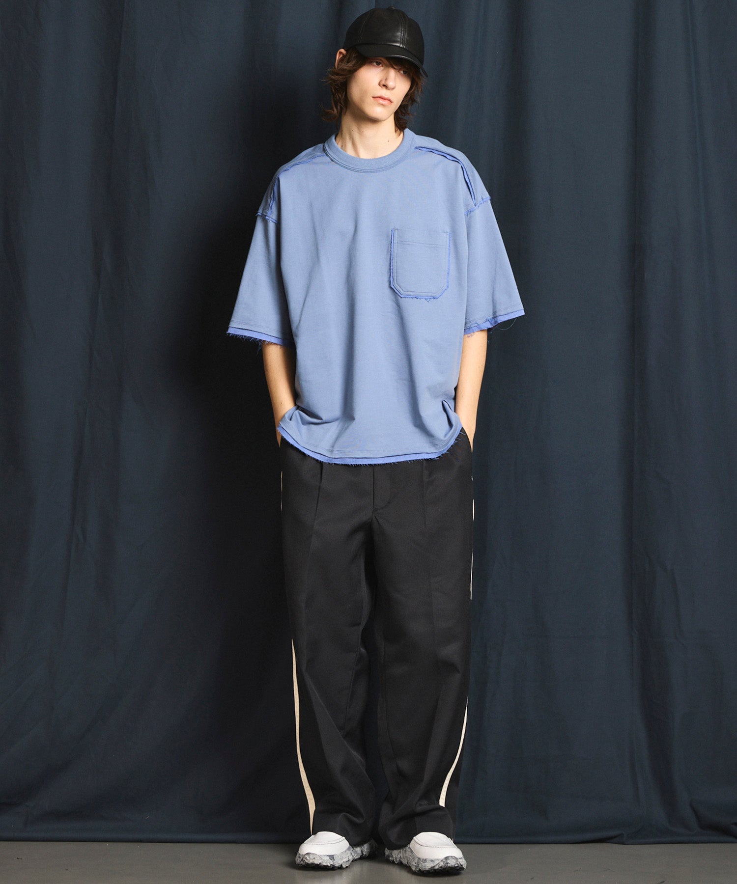 Cut-Off Prime-Over Crew Neck Pocket T-Shirt