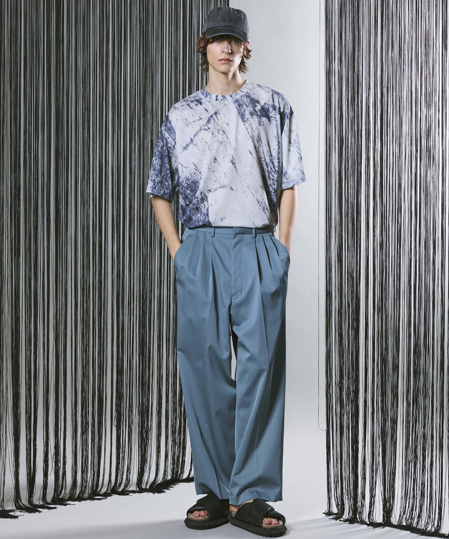 Triacetate Three-Tuck Wide Pants