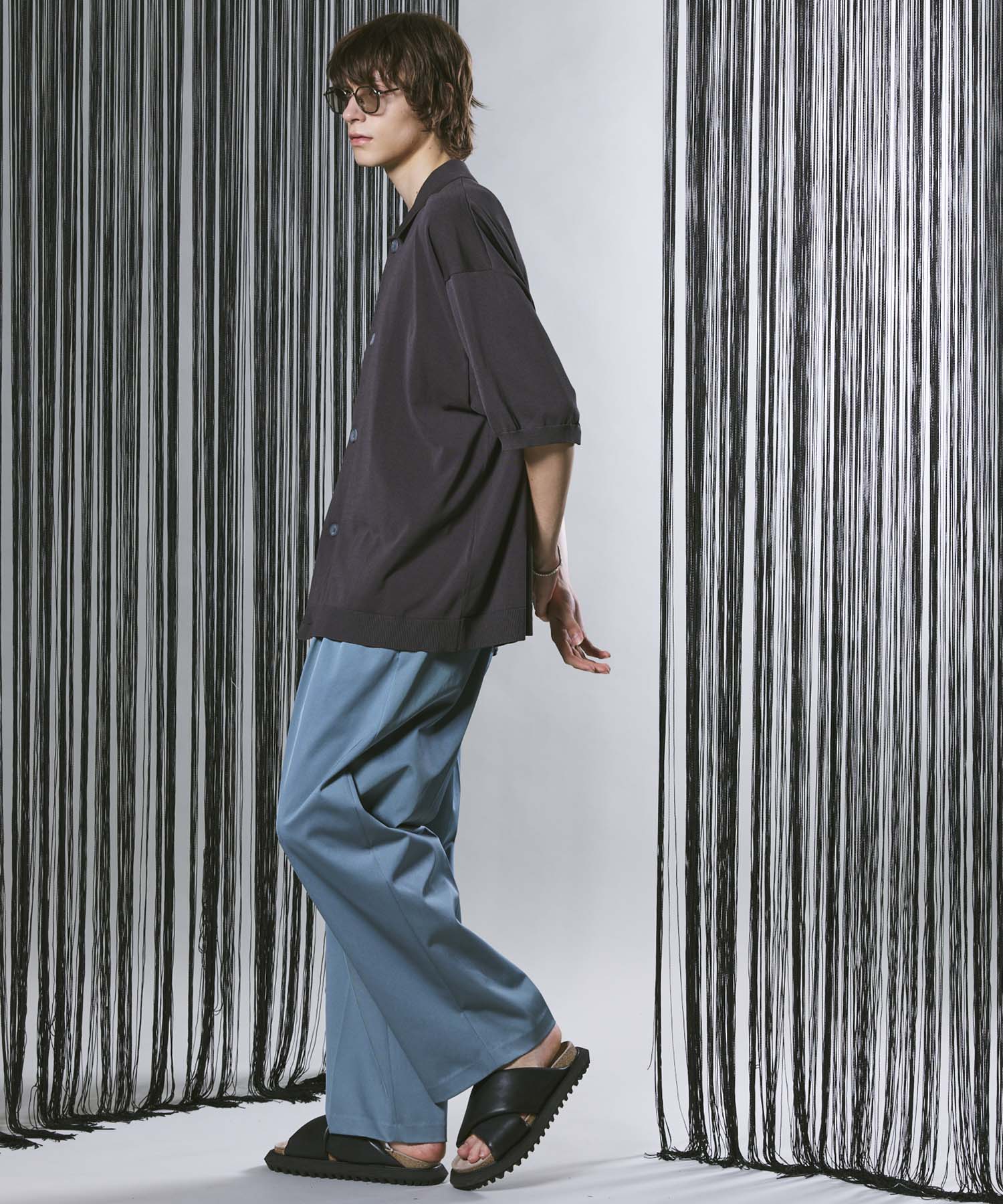 Triacetate Three-Tuck Wide Pants