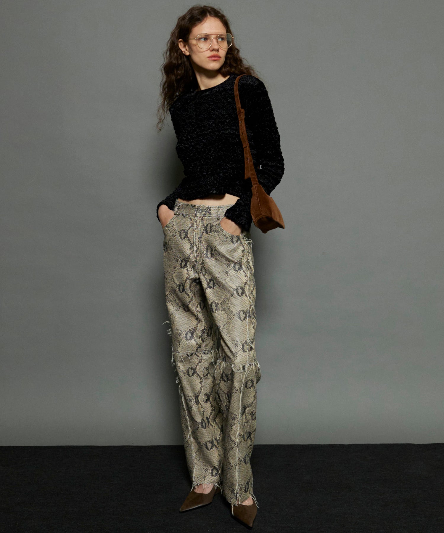 Vegan Leather Python Cut Off Pants