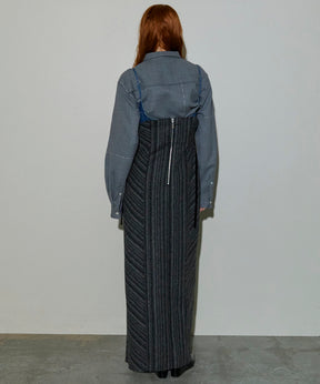 Denim Tweed Combination Maxidresses