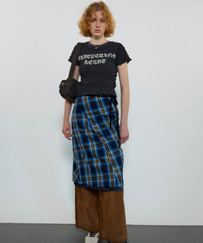 Checkered Bias Seam Midi Skirt