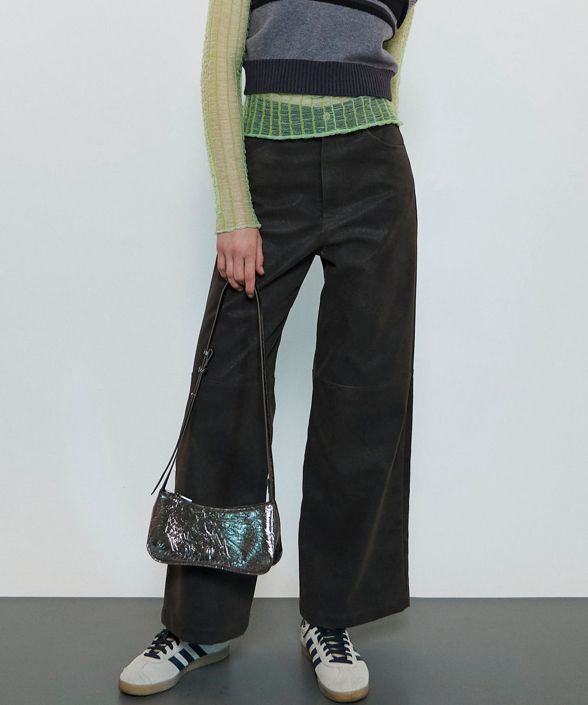 Vegan Leather Wide Straight Pants