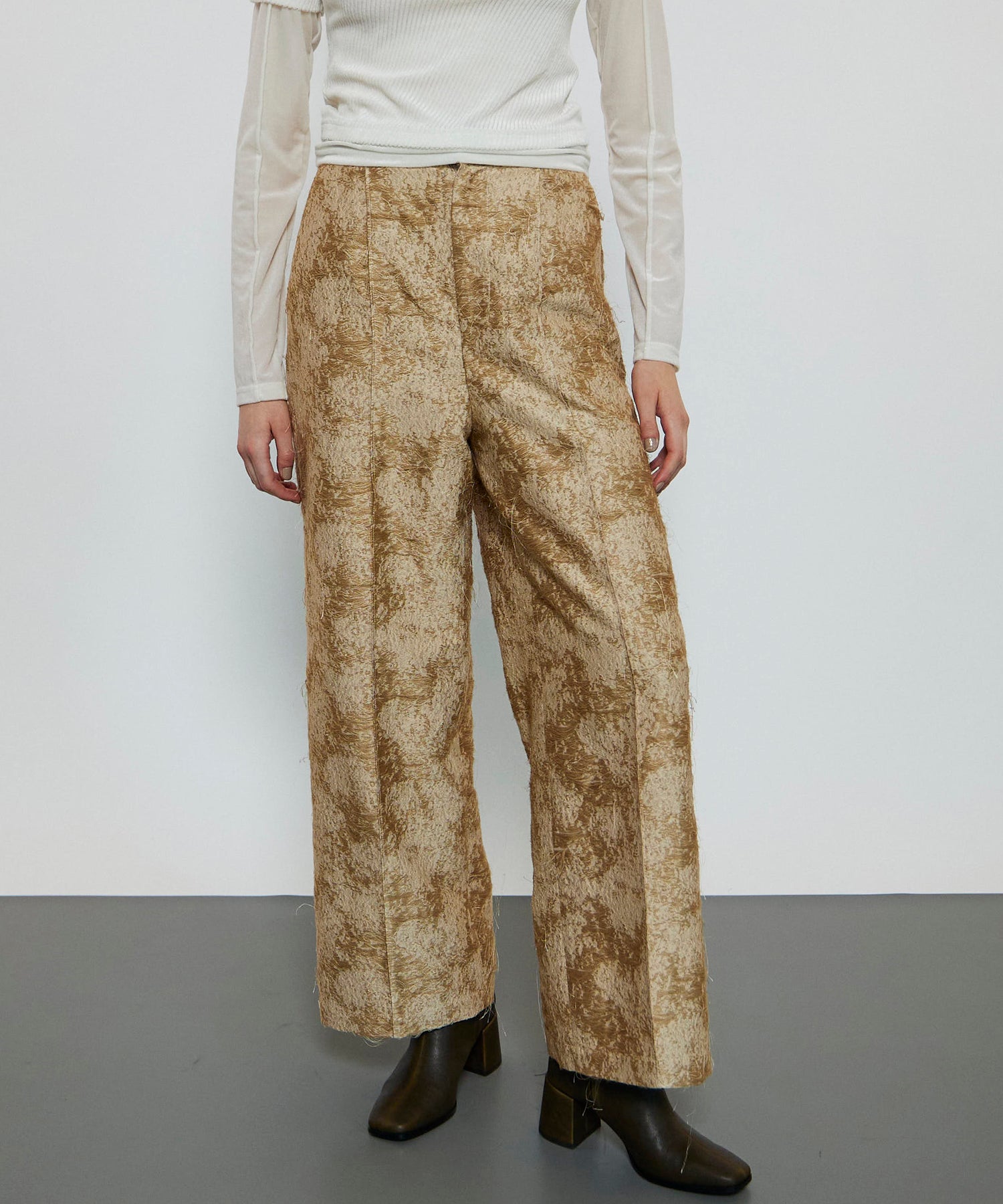 Cut Fringe Jacquard Pants