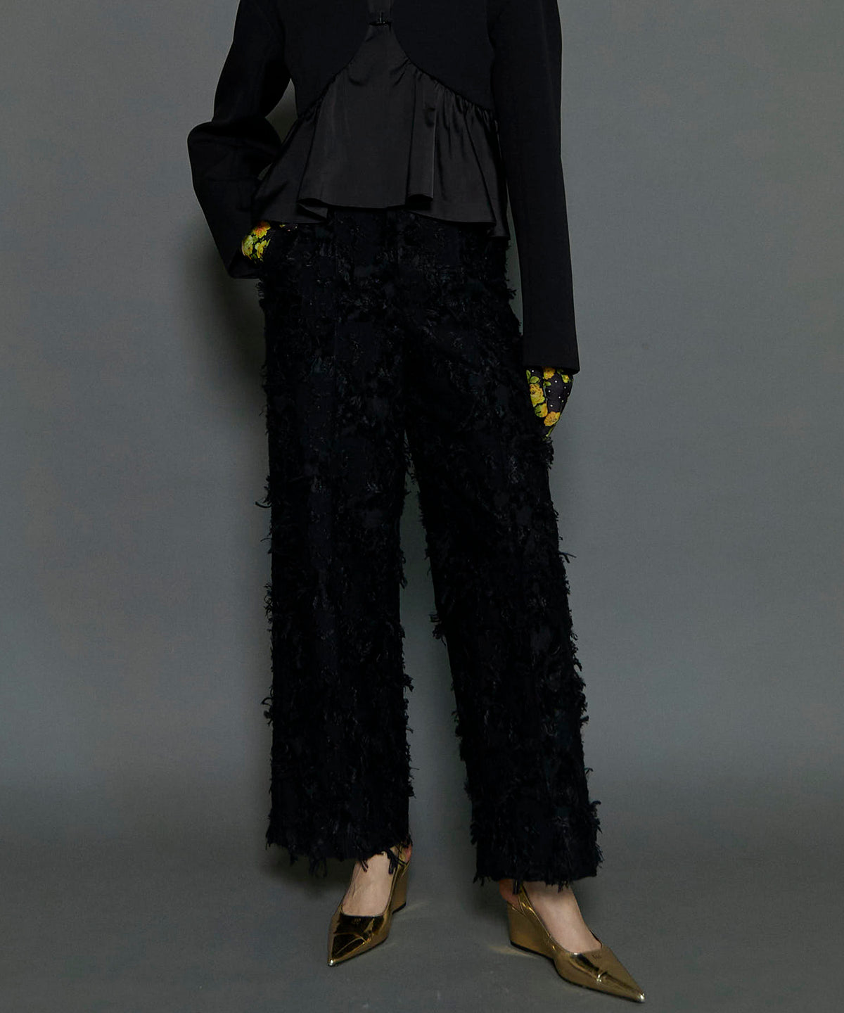 Cut Fringe Jacquard Pants