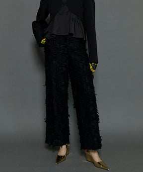 Cut Fringe Jacquard Pants