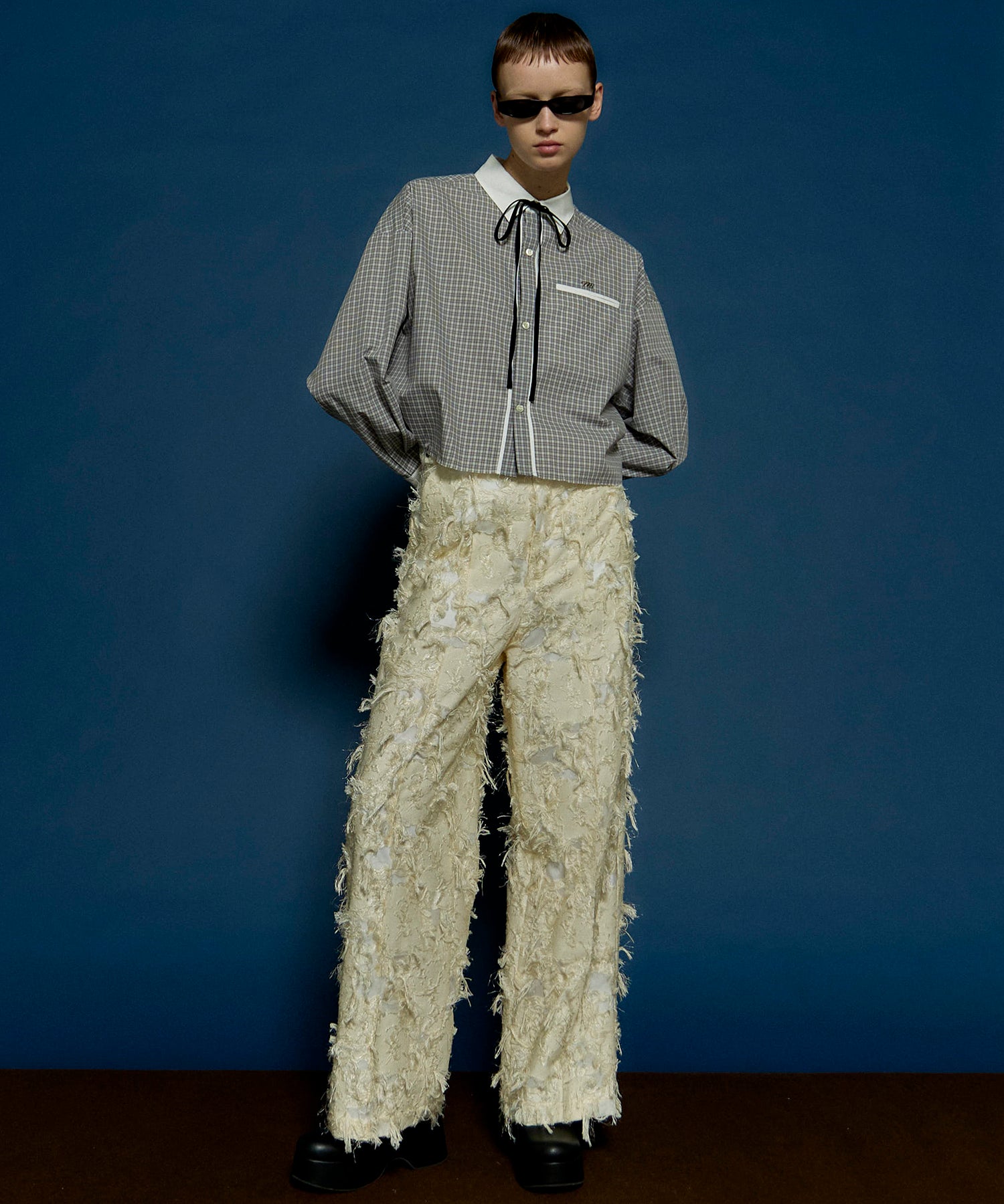 Cut Fringe Jacquard Pants