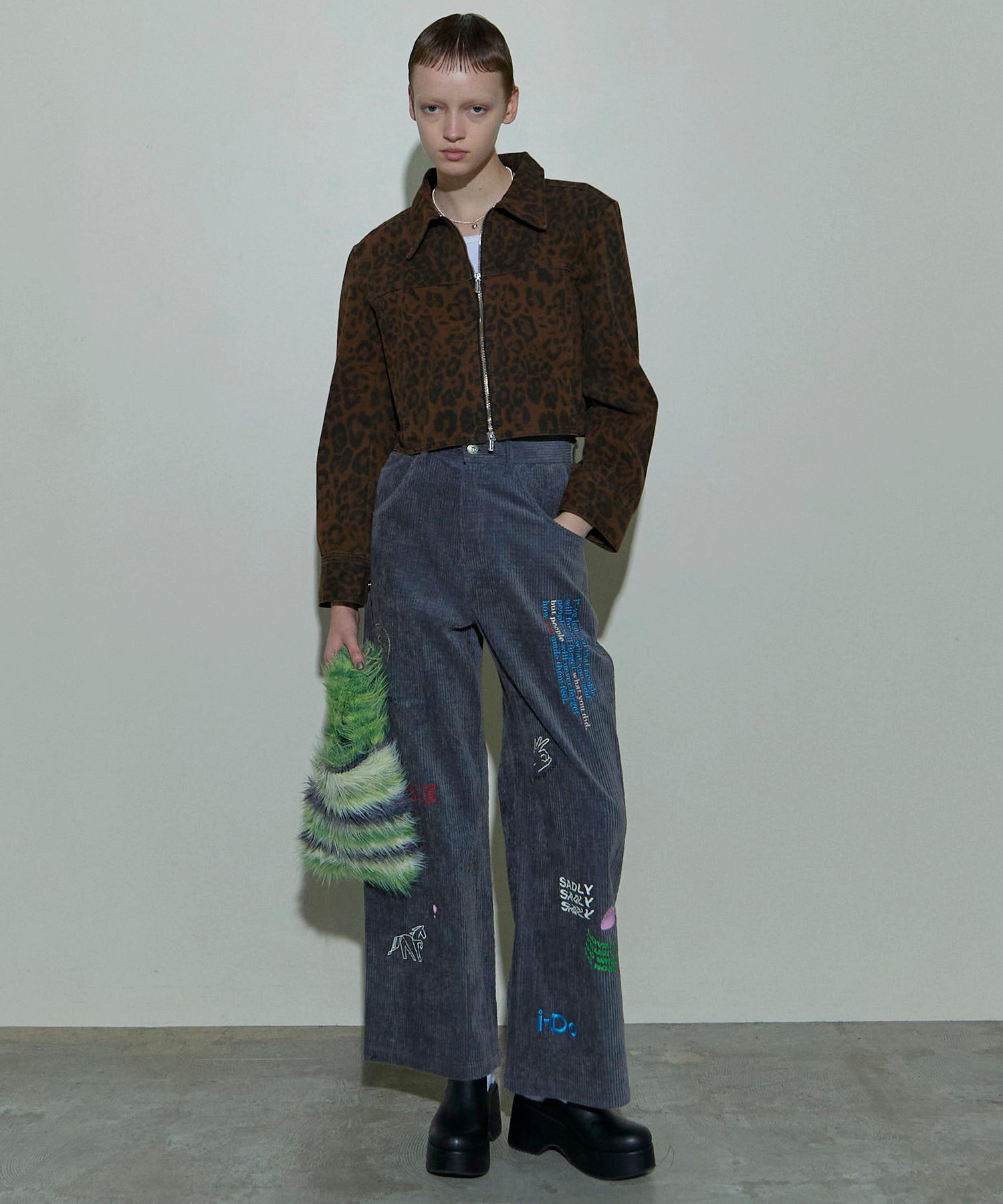 Corduroy Early Romance Graphic Pants