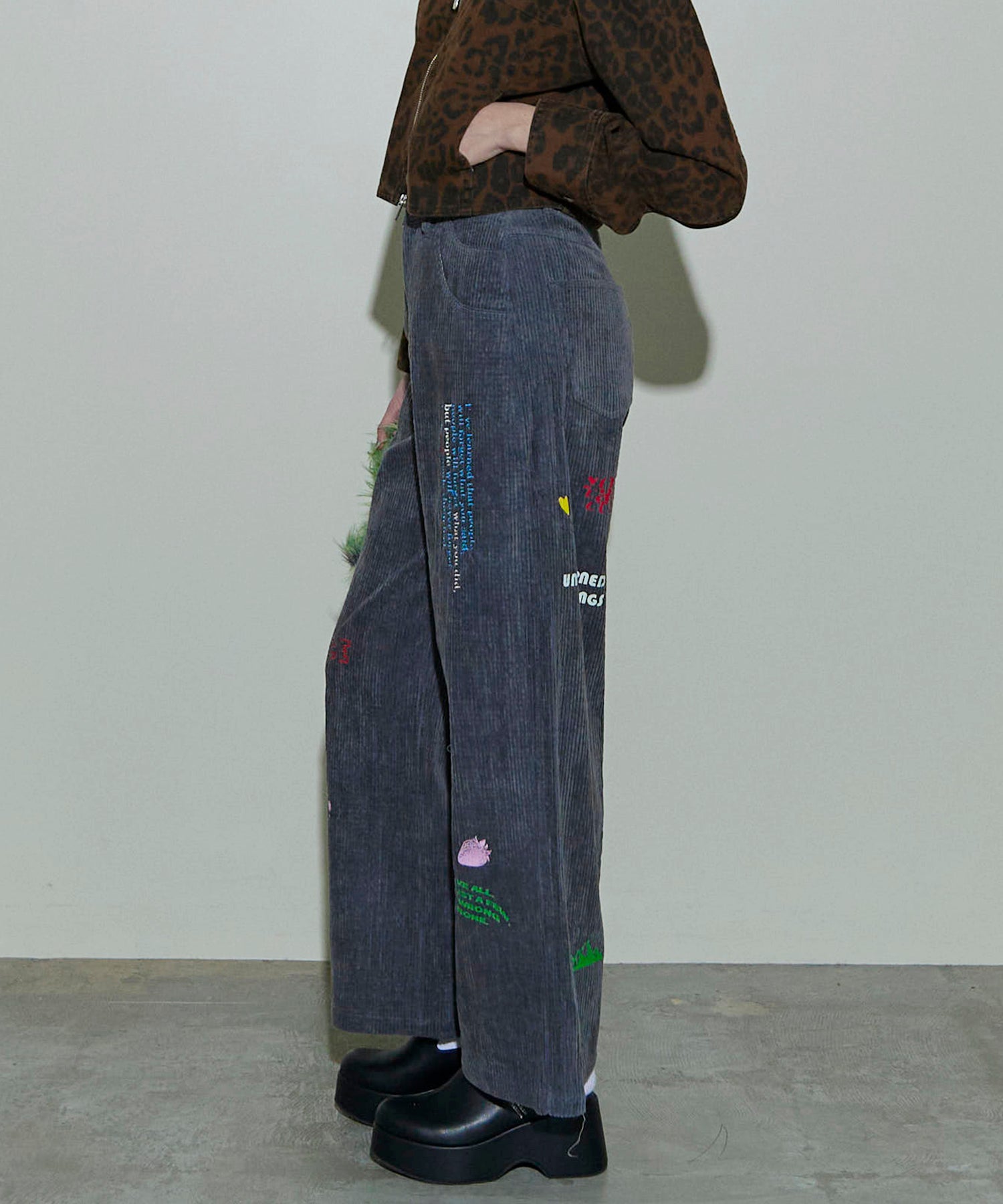 Corduroy Early Romance Graphic Pants