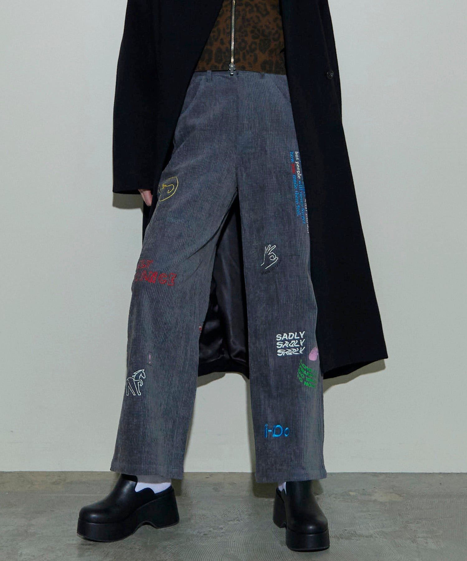 Corduroy Early Romance Graphic Pants