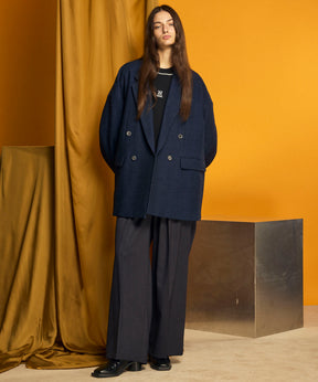 Wool Mix Continuous Tow-Tuck Wide Pants